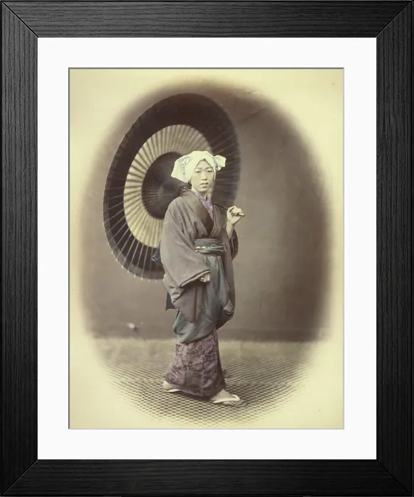 Framed Print : Country Girl in Out-Door, or Traveling Costume, 1866-1867. Creator: Felice Beato Framed Print : Country Girl in Out-Door, or Traveling Costume, 1866-1867. Creator: Felice Beato