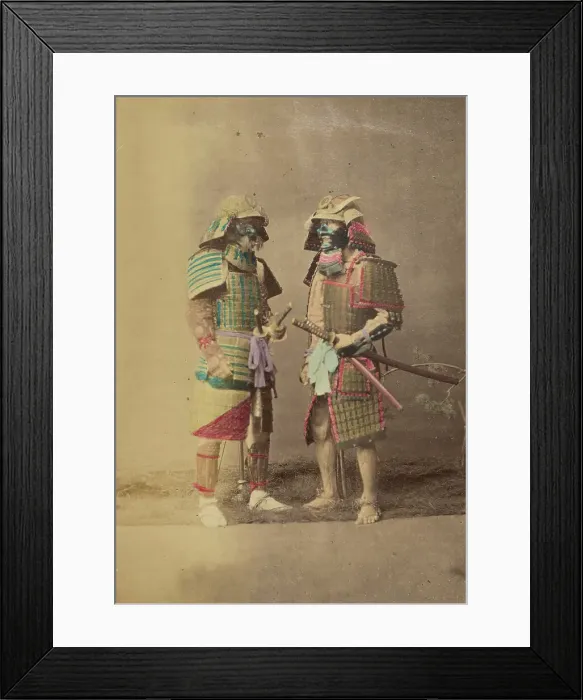 Framed Print : Two Japanese warriors in full dress costumes, 1868-1880. Creator: Felice Beato Framed Print : Two Japanese warriors in full dress costumes, 1868-1880. Creator: Felice Beato