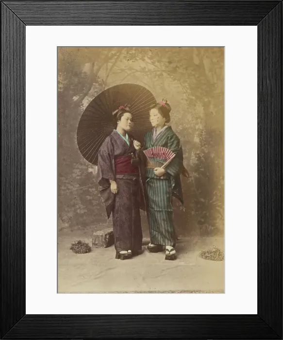 Framed Print : Two Japanese women, 1868-1880. Creator: Felice Beato Framed Print : Two Japanese women, 1868-1880. Creator: Felice Beato
