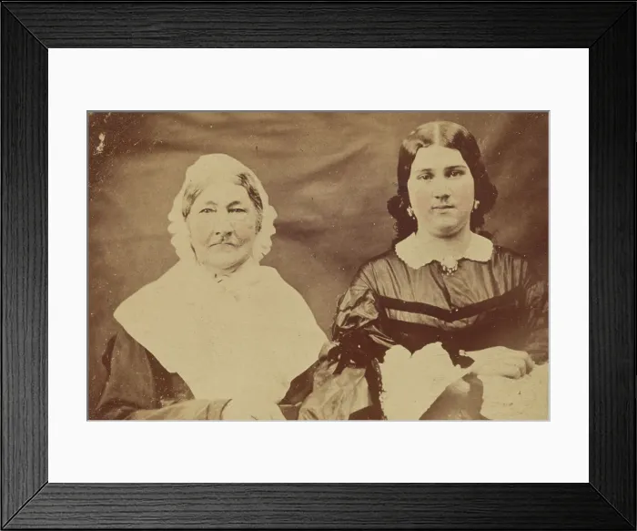 Framed Print : Portrait of Two Seated Women, 1860-1865. Creator: Jacob Byerly Framed Print : Portrait of Two Seated Women, 1860-1865. Creator: Jacob Byerly