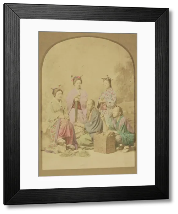 Framed Print : Group portrait of Japanese women and men, 1868-1880. Creator: Felice Beato Framed Print : Group portrait of Japanese women and men, 1868-1880. Creator: Felice Beato
