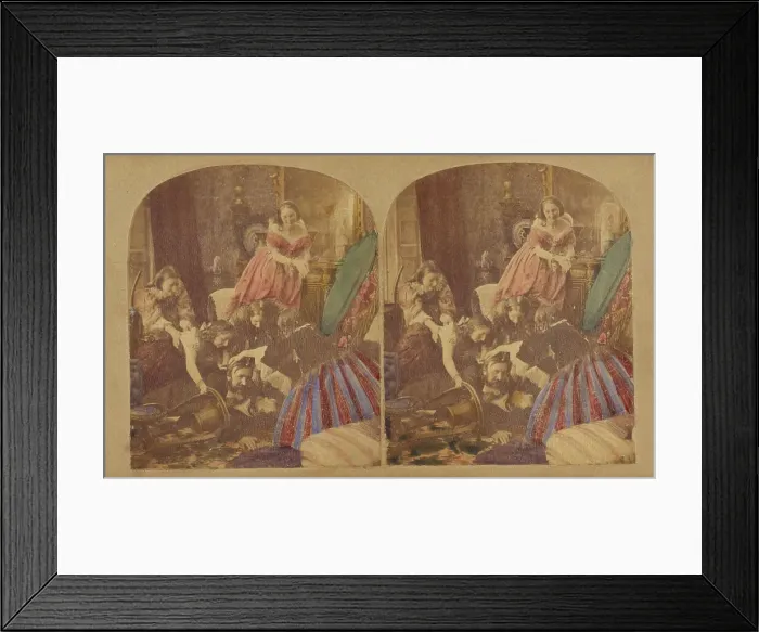 Framed Print : Caught at last, pretty creature. about 1860. Creator: Joseph John Elliott Framed Print : Caught at last, pretty creature. about 1860. Creator: Joseph John Elliott