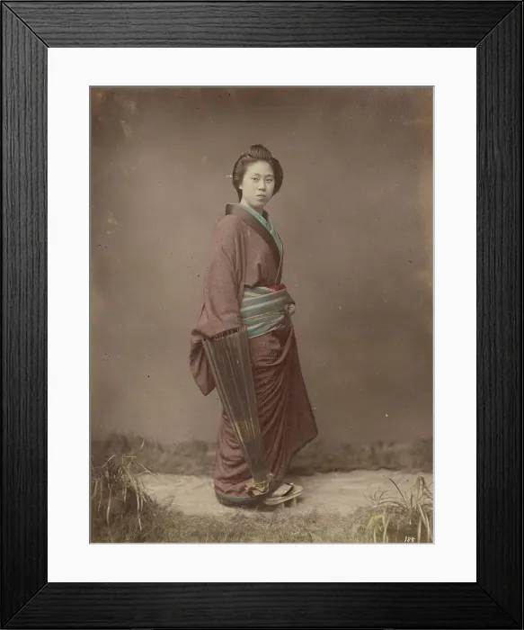 Framed Print : Woman with Closed Umbrella, 1870s-1890s. Creator: Kusakabe Kimbei Framed Print : Woman with Closed Umbrella, 1870s-1890s. Creator: Kusakabe Kimbei