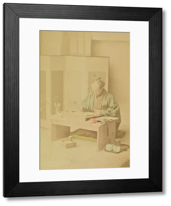 Framed Print : A Japanese Artist at Work, 1897. Creator: Ogawa Kazumasa Framed Print : A Japanese Artist at Work, 1897. Creator: Ogawa Kazumasa