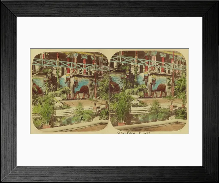 Framed Print : Crystal Palace - The Assyrian Court, viewed from beyond the Fountain Basin, 1850s. Creator: London Stereoscopic & Photographic Co Framed Print : Crystal Palace - The Assyrian Court, viewed from beyond the Fountain Basin, 1850s. Creator: London Stereoscopic & Photographic Co
