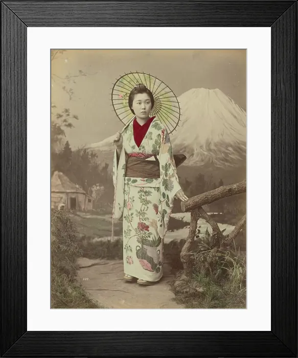 Framed Print : Woman with Parasol, 1880s-1890s. Creator: Kusakabe Kimbei Framed Print : Woman with Parasol, 1880s-1890s. Creator: Kusakabe Kimbei