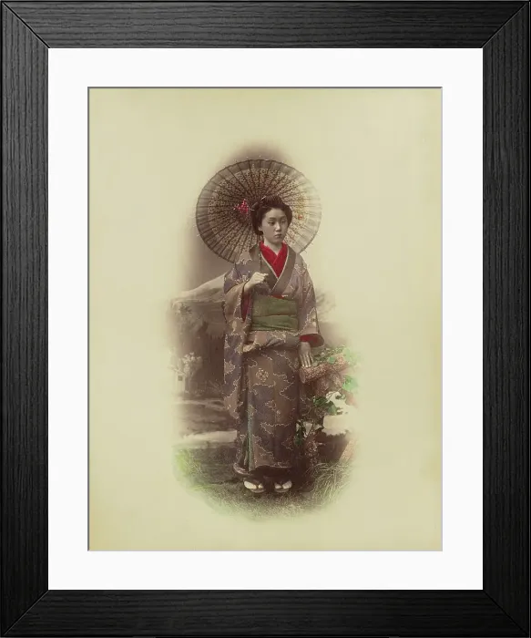 Framed Print : Woman with Parasol, 1870s-1890s. Creator: Kusakabe Kimbei Framed Print : Woman with Parasol, 1870s-1890s. Creator: Kusakabe Kimbei