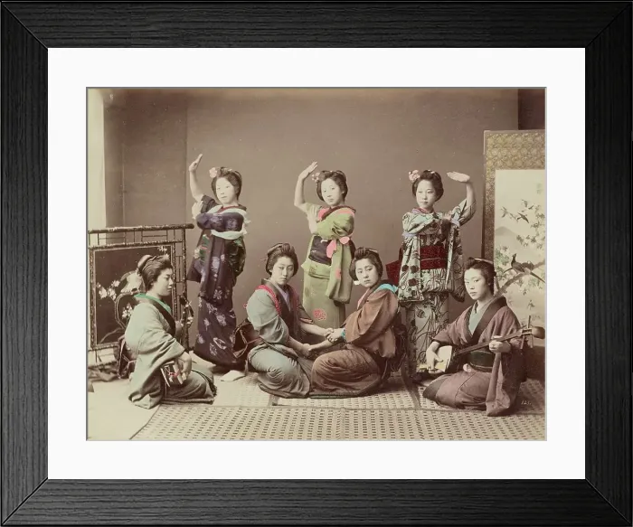 Framed Print : Group of Young Women, 1870s-1890s. Creator: Kusakabe Kimbei Framed Print : Group of Young Women, 1870s-1890s. Creator: Kusakabe Kimbei