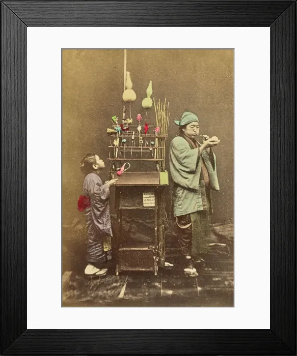 Framed Print : Itinerant Candy Seller, 1897. Creator: Ogawa Kazumasa Framed Print : Itinerant Candy Seller, 1897. Creator: Ogawa Kazumasa