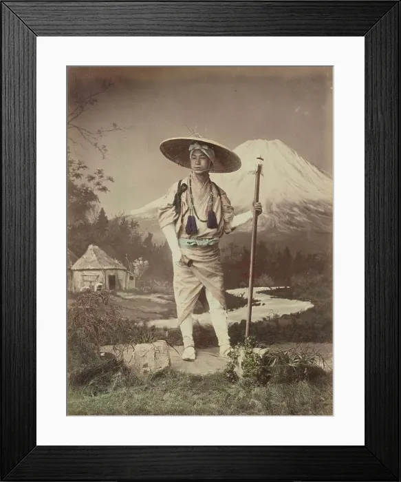 Framed Print : Pilgrim Going Up Fujiyama, 1870s-1890s. Creator: Kusakabe Kimbei Framed Print : Pilgrim Going Up Fujiyama, 1870s-1890s. Creator: Kusakabe Kimbei