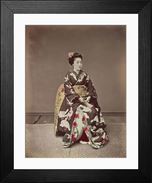 Framed Print : Seated Woman, 1870s-1890s. Creator: Kusakabe Kimbei Framed Print : Seated Woman, 1870s-1890s. Creator: Kusakabe Kimbei