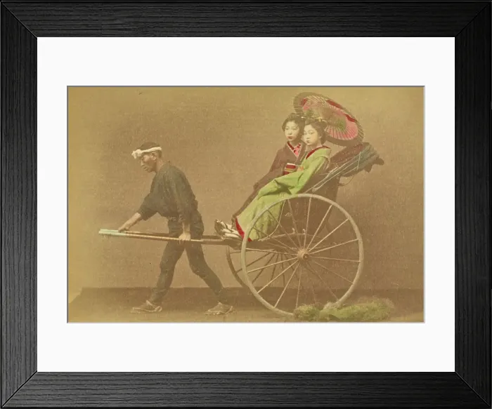 Framed Print : Jinrikisha Carrying Two Japanese Ladies, 1897. Creator: Ogawa Kazumasa Framed Print : Jinrikisha Carrying Two Japanese Ladies, 1897. Creator: Ogawa Kazumasa