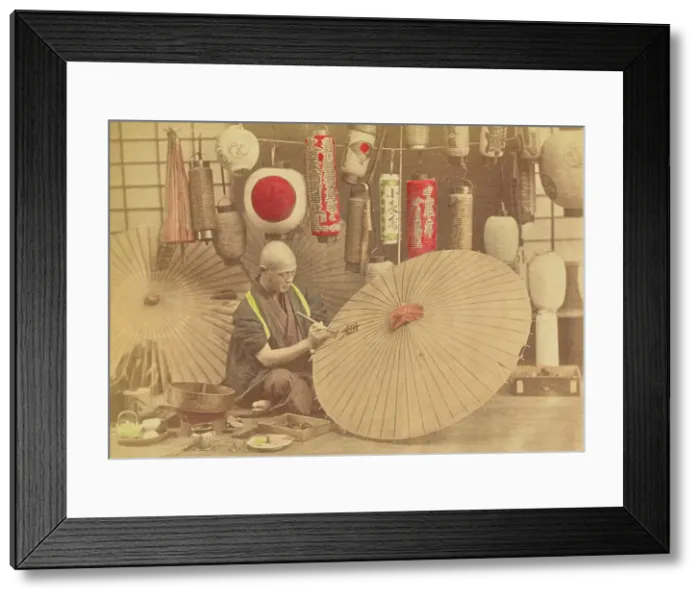 Framed Print : Maker of Paper Umbrellas and Lanterns, 1897. Creator: Ogawa Kazumasa Framed Print : Maker of Paper Umbrellas and Lanterns, 1897. Creator: Ogawa Kazumasa
