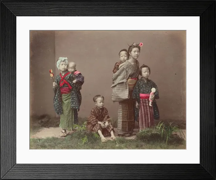 Framed Print : Carrying Children, 1870s-1890s. Creator: Kusakabe Kimbei Framed Print : Carrying Children, 1870s-1890s. Creator: Kusakabe Kimbei