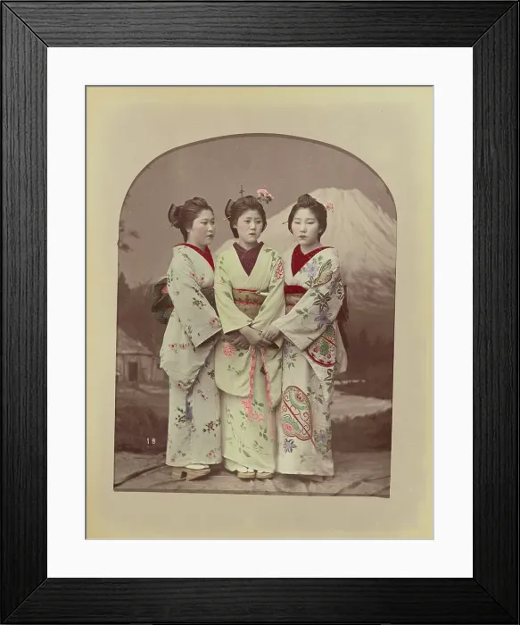 Framed Print : Three Girls, 1870s-1890s. Creator: Kusakabe Kimbei Framed Print : Three Girls, 1870s-1890s. Creator: Kusakabe Kimbei