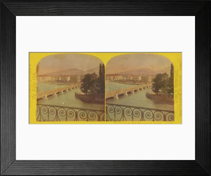 Framed Print : Le Pont du Mont Blanc et L'Ile Rousseau. Geneve. 1863-1865. Creator: William England Framed Print : Le Pont du Mont Blanc et L'Ile Rousseau. Geneve. 1863-1865. Creator: William England