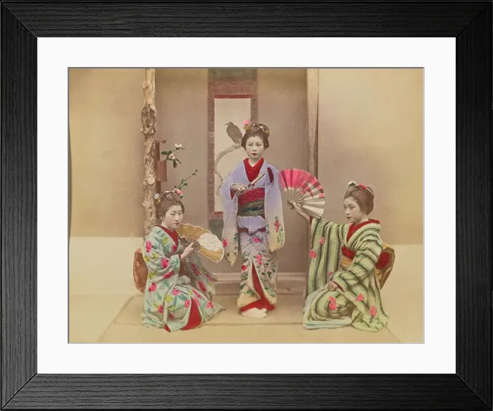 Framed Print : Dancing Girls, 1897. Creator: Ogawa Kazumasa Framed Print : Dancing Girls, 1897. Creator: Ogawa Kazumasa
