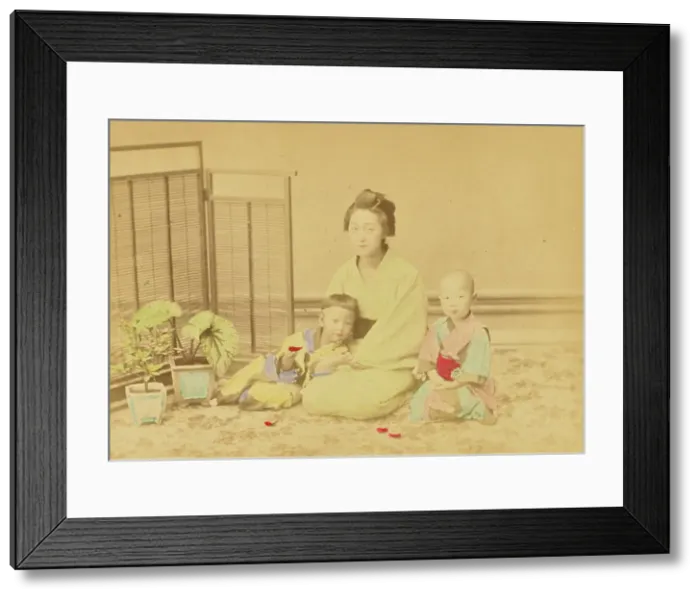 Framed Print : Japanese Mother and Children, 1897. Creator: Ogawa Kazumasa Framed Print : Japanese Mother and Children, 1897. Creator: Ogawa Kazumasa