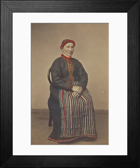 Framed Print : Pige fra Osterfjorden. woman in Norwegian costume, seated, 1866. Creator: Knud Knudsen Framed Print : Pige fra Osterfjorden. woman in Norwegian costume, seated, 1866. Creator: Knud Knudsen