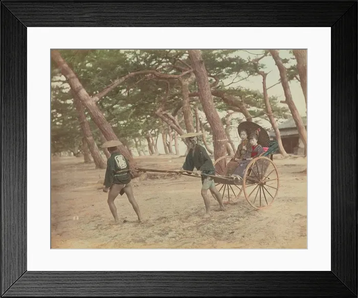 Framed Print : Jinrikishia, 1870s-1890s. Creator: Kusakabe Kimbei Framed Print : Jinrikishia, 1870s-1890s. Creator: Kusakabe Kimbei