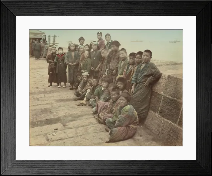 Framed Print : Group of Children, 1870s-1890s. Creator: Kusakabe Kimbei Framed Print : Group of Children, 1870s-1890s. Creator: Kusakabe Kimbei