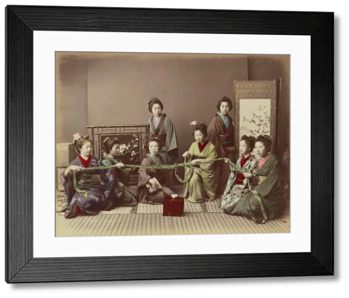 Framed Print : (Konkonchiki) Japanese Girl Playing Game, 1870s-1890s. Creator: Kusakabe Kimbei Framed Print : (Konkonchiki) Japanese Girl Playing Game, 1870s-1890s. Creator: Kusakabe Kimbei