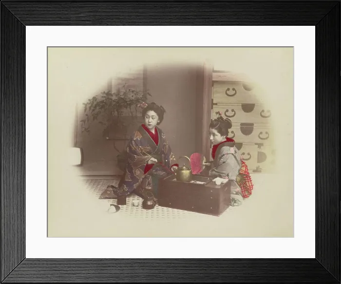 Framed Print : Girls at Home, 1870s-1890s. Creator: Kusakabe Kimbei Framed Print : Girls at Home, 1870s-1890s. Creator: Kusakabe Kimbei