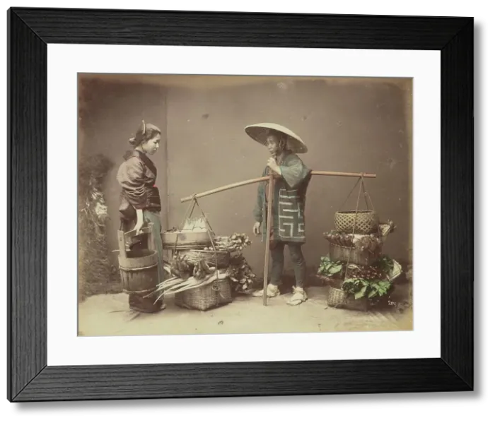 Framed Print : Vegetable Peddler, 1870s-1890s. Creator: Kusakabe Kimbei Framed Print : Vegetable Peddler, 1870s-1890s. Creator: Kusakabe Kimbei