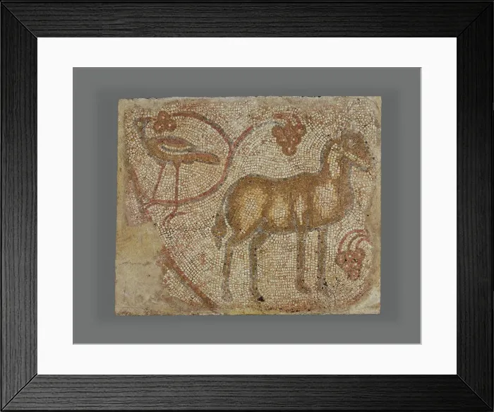 Framed Print : Mosaic Fragment with Donkey and Bird, 5th-6th century. Creator: Unknown Framed Print : Mosaic Fragment with Donkey and Bird, 5th-6th century. Creator: Unknown