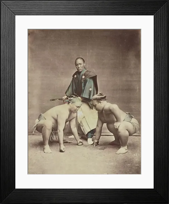 Framed Print : Wrestlers, 1870s-1890s. Creator: Kusakabe Kimbei Framed Print : Wrestlers, 1870s-1890s. Creator: Kusakabe Kimbei