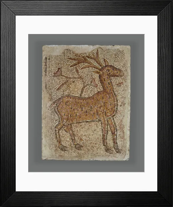 Framed Print : Mosaic Fragment with Stag, 5th-6th century. Creator: Unknown Framed Print : Mosaic Fragment with Stag, 5th-6th century. Creator: Unknown