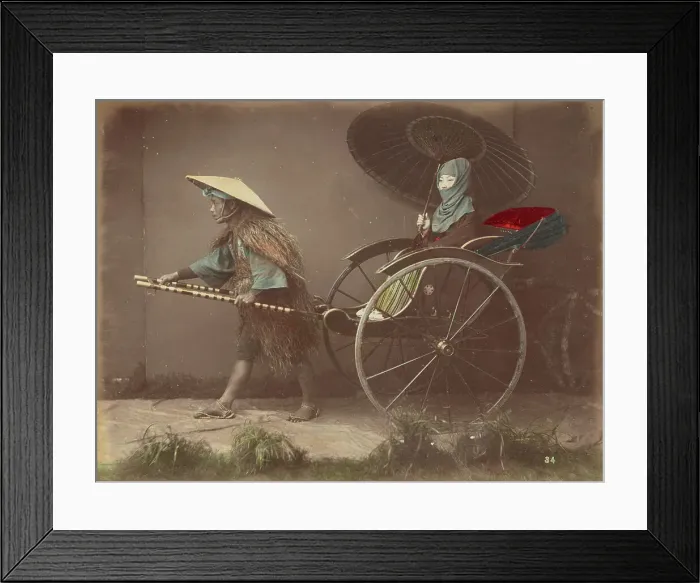 Framed Print : Jinrikishia, 1870s-1890s. Creator: Kusakabe Kimbei Framed Print : Jinrikishia, 1870s-1890s. Creator: Kusakabe Kimbei