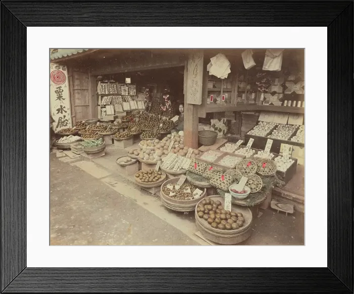 Framed Print : Orange Shop, 1870s-1890s. Creator: Kusakabe Kimbei Framed Print : Orange Shop, 1870s-1890s. Creator: Kusakabe Kimbei