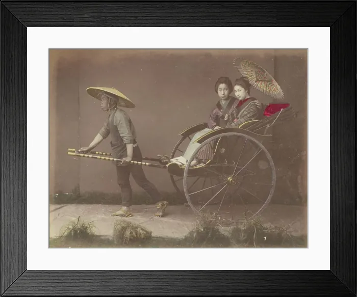 Framed Print : Jinrikishia, 1870s-1890s. Creator: Kusakabe Kimbei Framed Print : Jinrikishia, 1870s-1890s. Creator: Kusakabe Kimbei