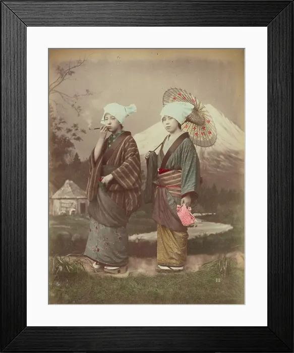 Framed Print : Japanese Travellers, 1870s-1890s. Creator: Kusakabe Kimbei Framed Print : Japanese Travellers, 1870s-1890s. Creator: Kusakabe Kimbei