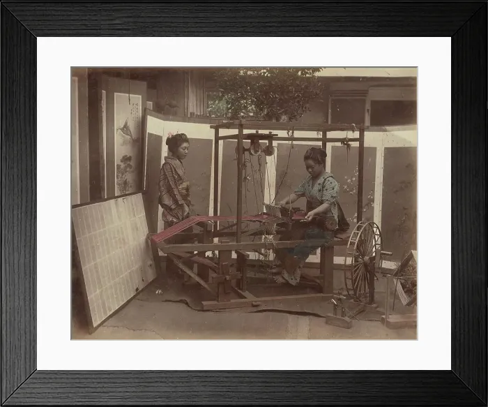 Framed Print : Weaving Sillk, 1870s-1890s. Creator: Kusakabe Kimbei Framed Print : Weaving Sillk, 1870s-1890s. Creator: Kusakabe Kimbei