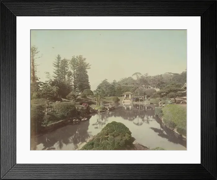 Framed Print : Manganji Garden, Nikko, 1870s-1890s. Creator: Kusakabe Kimbei Framed Print : Manganji Garden, Nikko, 1870s-1890s. Creator: Kusakabe Kimbei