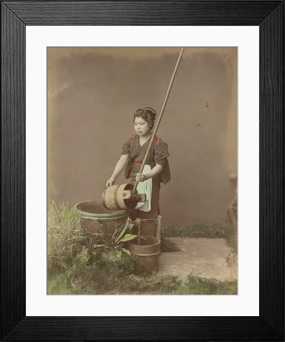 Framed Print : A Well, 1870s-1890s. Creator: Kusakabe Kimbei Framed Print : A Well, 1870s-1890s. Creator: Kusakabe Kimbei