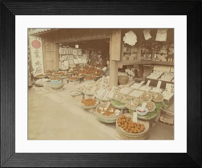 Framed Print : Grocery, 1880s. Creator: Kusakabe Kimbei Framed Print : Grocery, 1880s. Creator: Kusakabe Kimbei