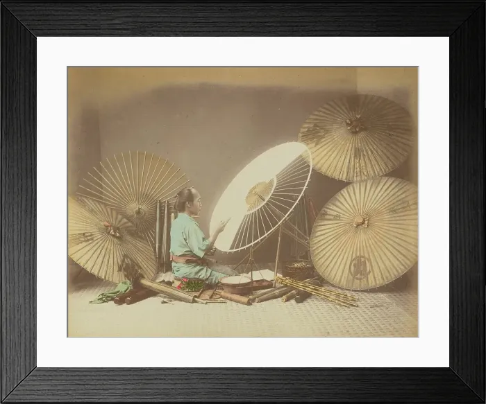 Framed Print : Umbrella Maker, 1870s-1890s. Creator: Kusakabe Kimbei Framed Print : Umbrella Maker, 1870s-1890s. Creator: Kusakabe Kimbei