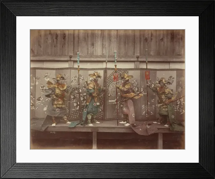 Framed Print : Pantomime Uniform of Temple, Nikko, 1870s-1890s. Creator: Kusakabe Kimbei Framed Print : Pantomime Uniform of Temple, Nikko, 1870s-1890s. Creator: Kusakabe Kimbei