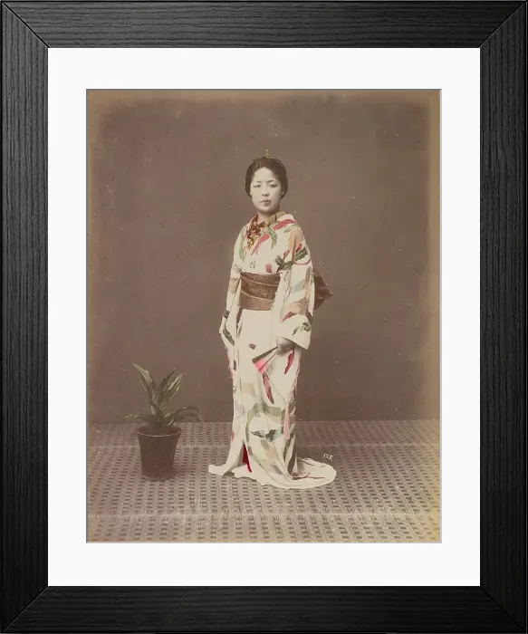 Framed Print : Woman with Potted Plant, 1870s-1890s. Creator: Kusakabe Kimbei Framed Print : Woman with Potted Plant, 1870s-1890s. Creator: Kusakabe Kimbei