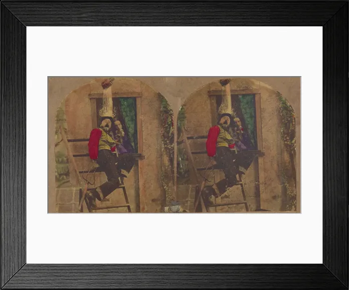 Framed Print : Love's ups and downs. 1860s. Creator: New York Stereoscopic Company Framed Print : Love's ups and downs. 1860s. Creator: New York Stereoscopic Company