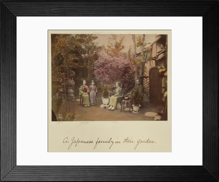 Framed Print : A Japanese family in their garden, about 1873-1883. Creator: Shinichi Suzuki I Framed Print : A Japanese family in their garden, about 1873-1883. Creator: Shinichi Suzuki I