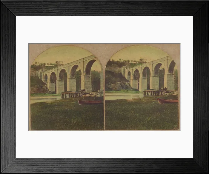Framed Print : High Bridge, New York; No. 3. View of the Section from the Lower Banks...Cost, $963, 427.80...1860s. Creator: New York Stereoscopic Company Framed Print : High Bridge, New York; No. 3. View of the Section from the Lower Banks...Cost, $963, 427.80...1860s. Creator: New York Stereoscopic Company