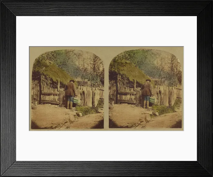 Framed Print : Scenes in Our Village. John Sims at his Pigsty, about 1865. Creator: London Stereoscopic & Photographic Co Framed Print : Scenes in Our Village. John Sims at his Pigsty, about 1865. Creator: London Stereoscopic & Photographic Co