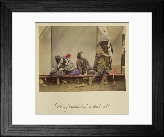Framed Print : Selling medicine to kill rats, about 1873-1883. Creator: Shinichi Suzuki I Framed Print : Selling medicine to kill rats, about 1873-1883. Creator: Shinichi Suzuki I