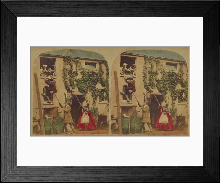 Framed Print : Love Laughs at Danger, about 1865. Creator: London Stereoscopic & Photographic Co Framed Print : Love Laughs at Danger, about 1865. Creator: London Stereoscopic & Photographic Co