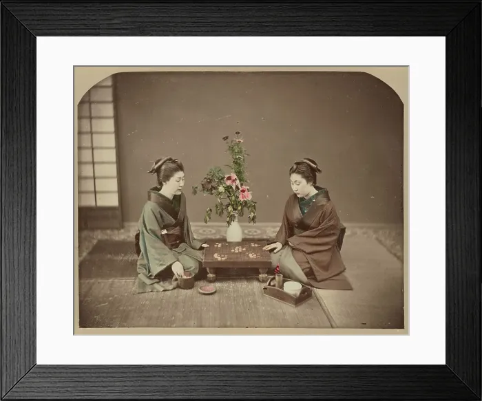 Framed Print : Geisha Playing at Go, 1870s-1890s. Creator: Baron Raimund von Stillfried Framed Print : Geisha Playing at Go, 1870s-1890s. Creator: Baron Raimund von Stillfried