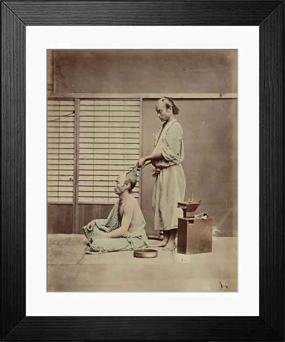 Framed Print : Hair Dressing in Japanese Style, 1870s-1890s. Creator: Kusakabe Kimbei Framed Print : Hair Dressing in Japanese Style, 1870s-1890s. Creator: Kusakabe Kimbei